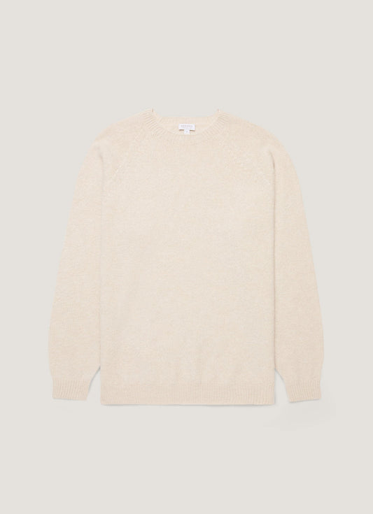 Mens Lambswool Crew Neck Jumper In Oatmeal Melange Mjum8066 Whic