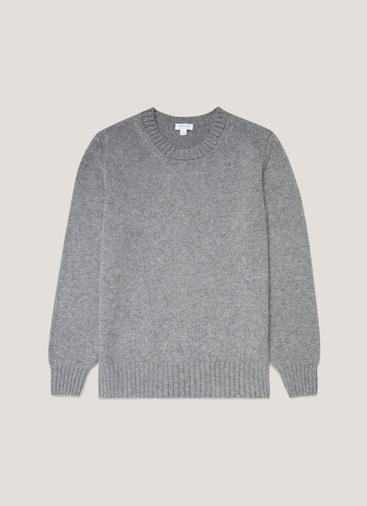 Mens Roxburgh Cashmere Jumper In Mid Grey Melange Mjum8217 Gyak