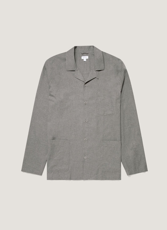 Men S Pyjama Shirt In Mid Grey Melange
