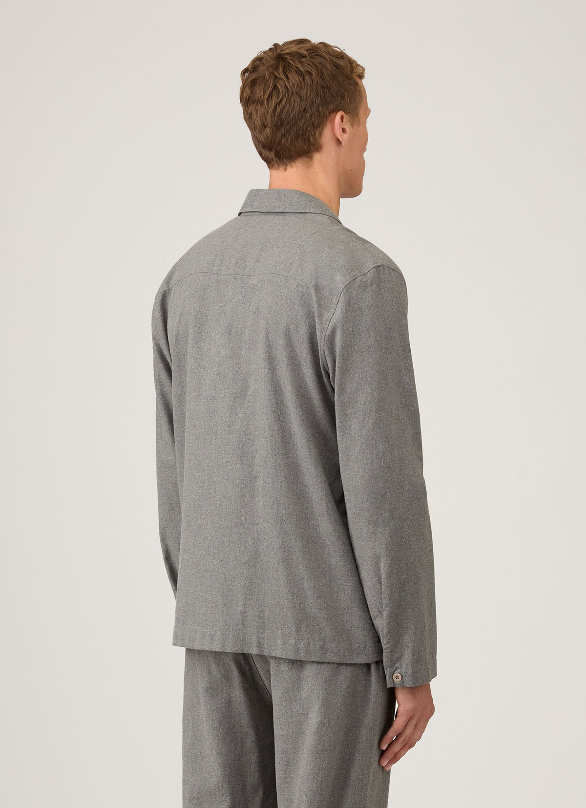 Men S Pyjama Shirt In Mid Grey Melange