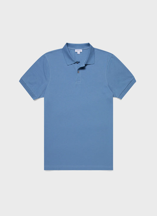 Mens Pique Polo Shirt In Como Blue Mpol1028 Buvp