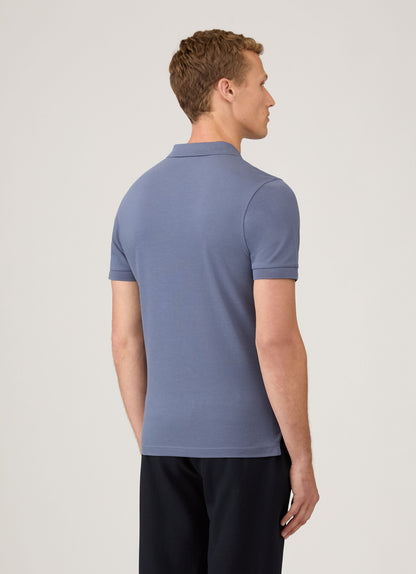 Mens Pique Polo Shirt In Selvedge Blue Mpol1028 Buwf
