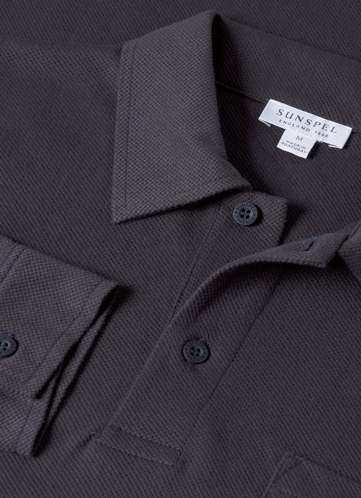 Mens Cotton Riviera Long Sleeve Polo Shirt In Navy