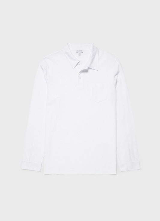 Mens Long Sleeve Riviera Polo Shirt In White Mpol1031 Whaa