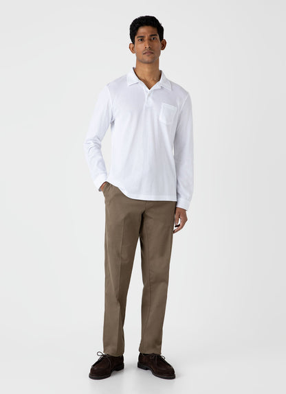 Mens Long Sleeve Riviera Polo Shirt In White Mpol1031 Whaa
