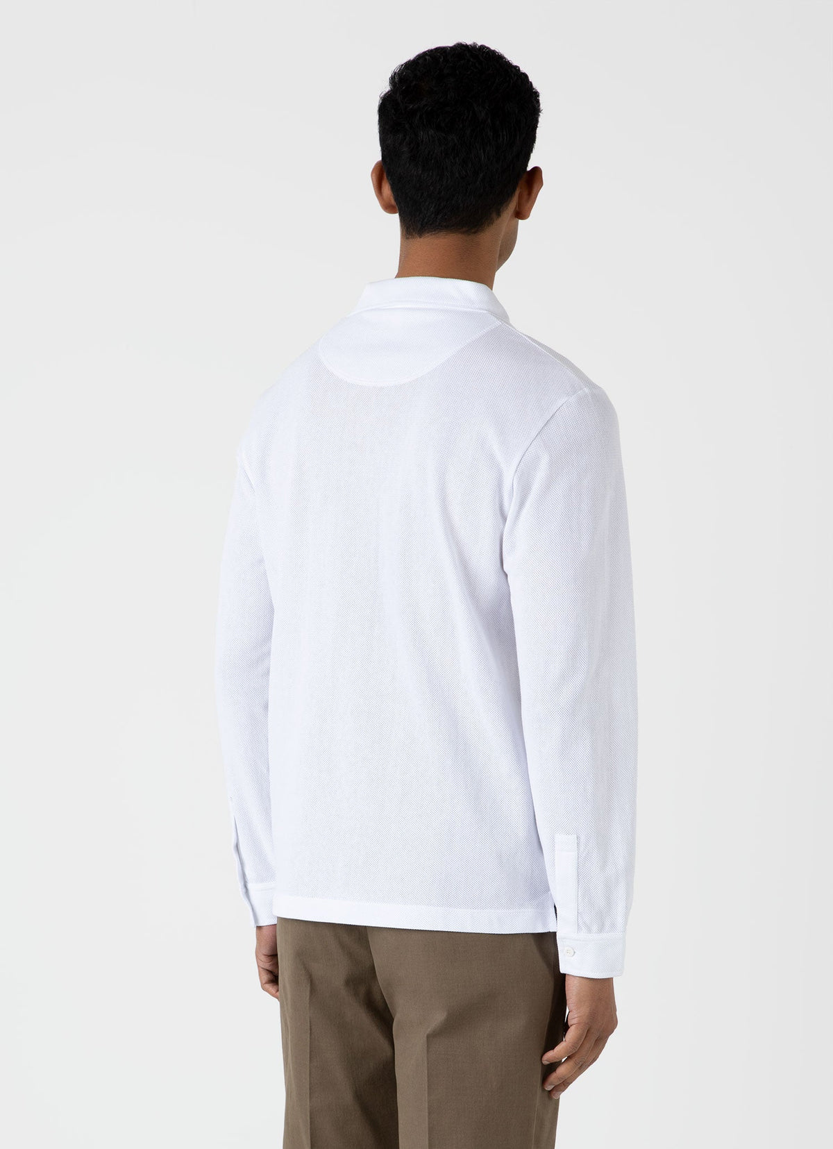 Mens Long Sleeve Riviera Polo Shirt In White Mpol1031 Whaa