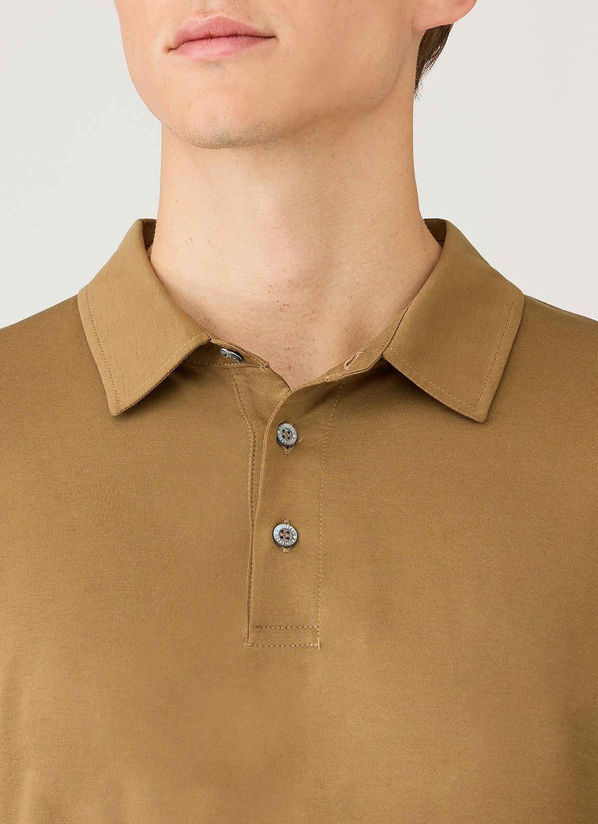 Mens Long Sleeve Classic Jersey Polo Shirt In Walnut Mpol1054 Brgo