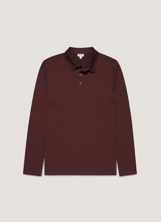 Mens Long Sleeve Classic Jersey Polo Shirt In Bakelite Mpol1054 Rdel
