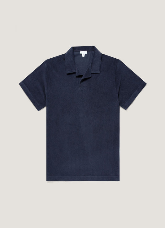 Mens Towelling Polo Shirt In Navy Mpol1574 Buaa