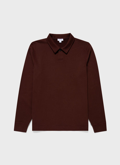 Mens Loopback Polo Sweatshirt In Raisin Mpol1587 Brfq