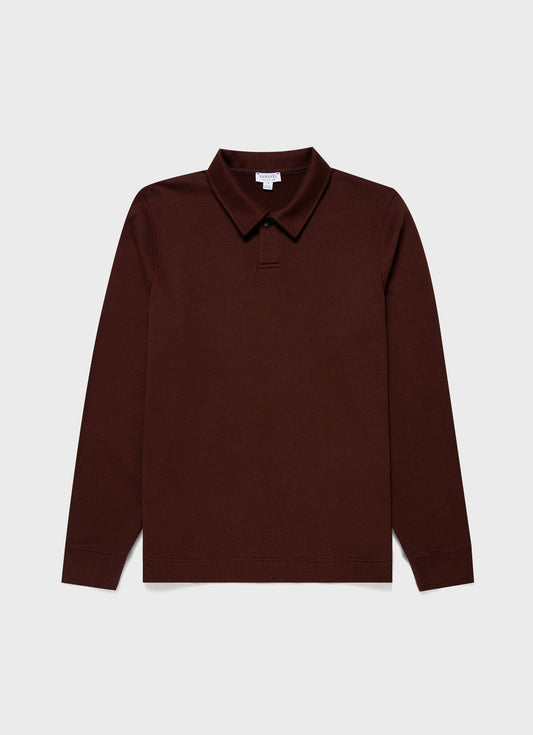 Mens Loopback Polo Sweatshirt In Raisin Mpol1587 Brfq