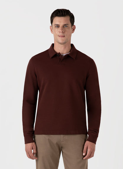 Mens Loopback Polo Sweatshirt In Raisin Mpol1587 Brfq