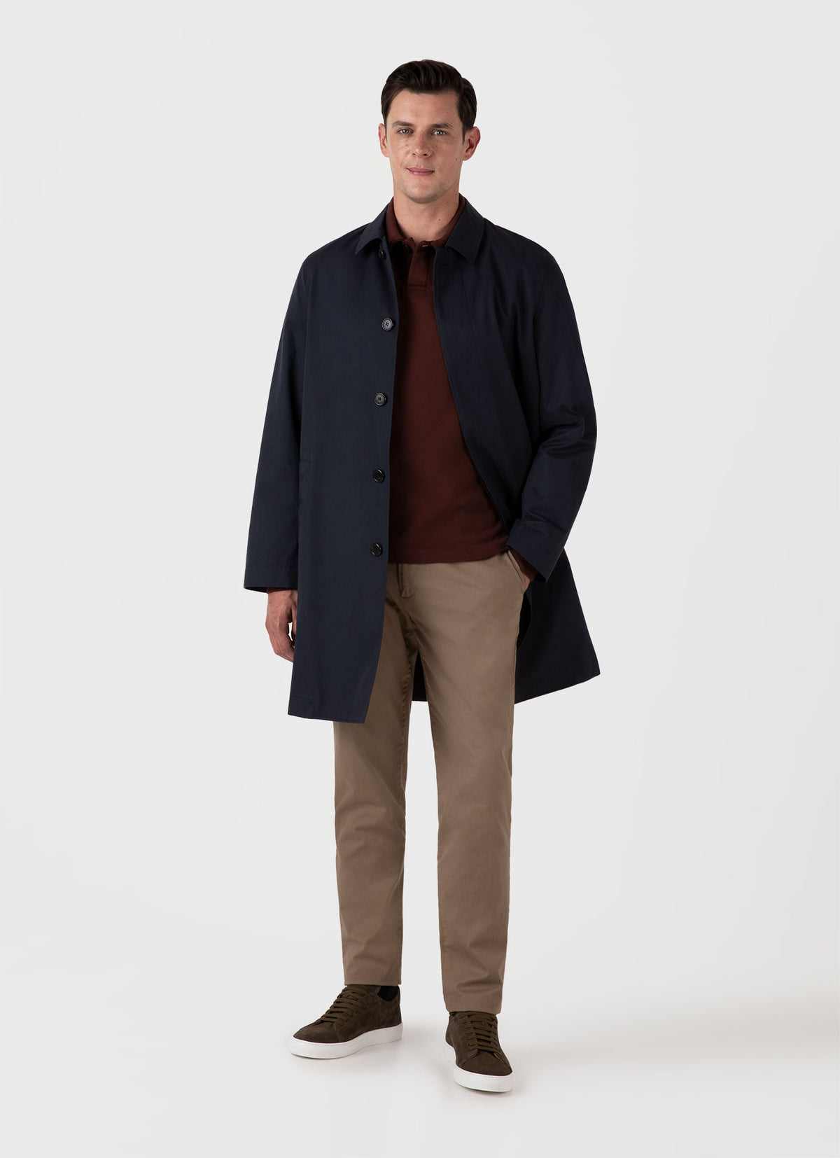 Mens Loopback Polo Sweatshirt In Raisin Mpol1587 Brfq