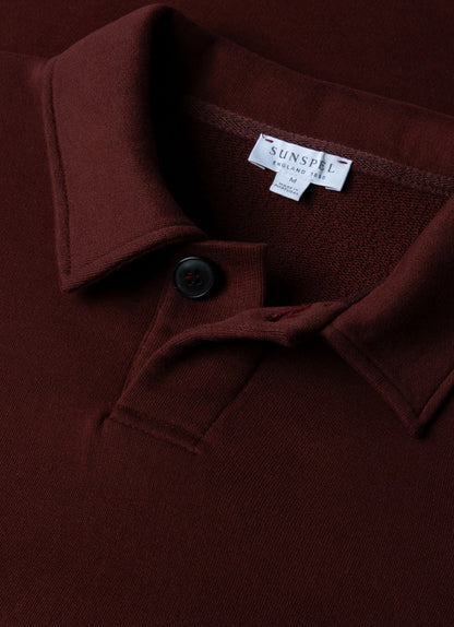 Mens Loopback Polo Sweatshirt In Raisin Mpol1587 Brfq