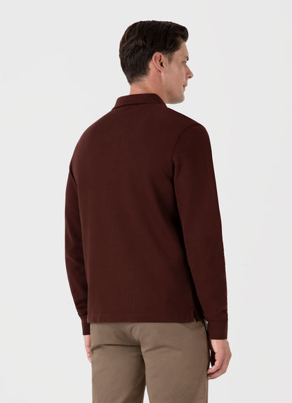 Mens Loopback Polo Sweatshirt In Raisin Mpol1587 Brfq