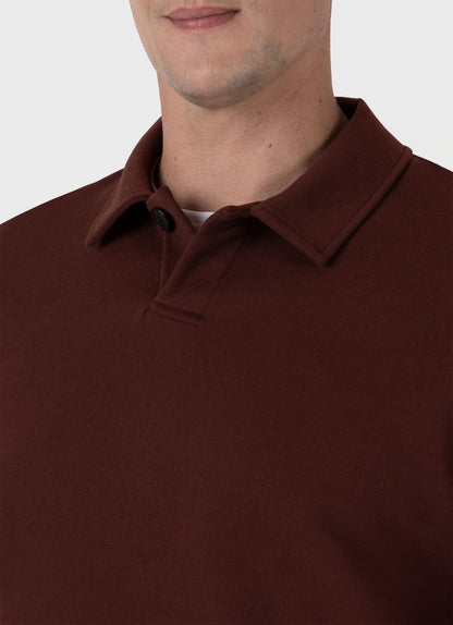 Mens Loopback Polo Sweatshirt In Raisin Mpol1587 Brfq