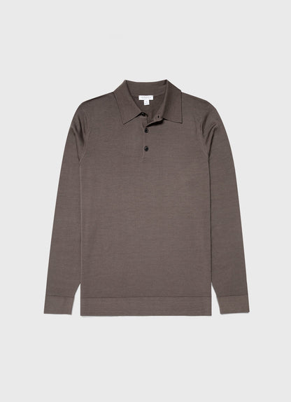 Mens Fine Merino Wool Polo Shirt In Cedar Mpol8092 Breh