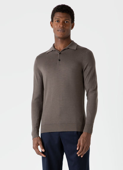 Mens Fine Merino Wool Polo Shirt In Cedar Mpol8092 Breh