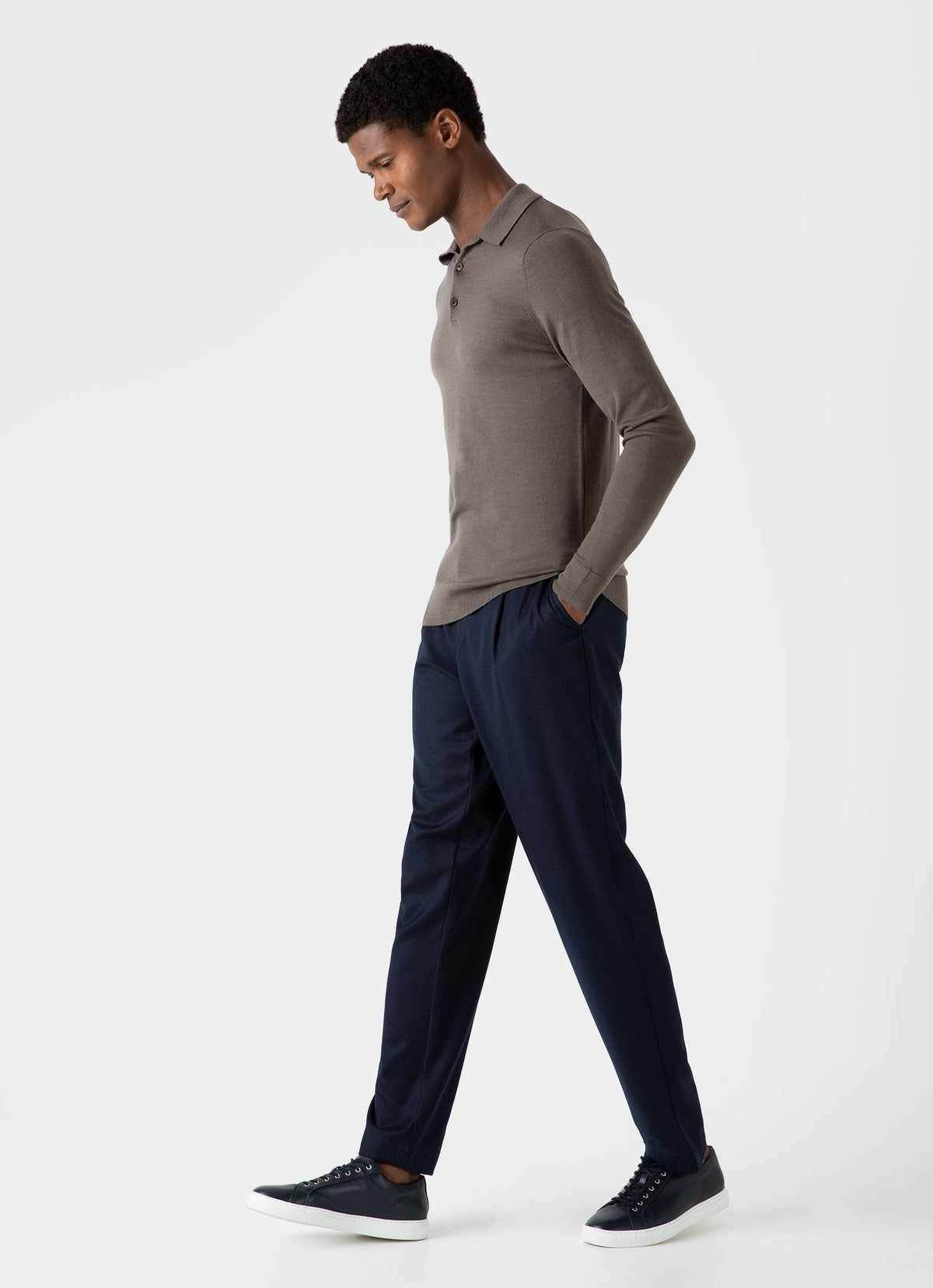 Mens Fine Merino Wool Polo Shirt In Cedar Mpol8092 Breh