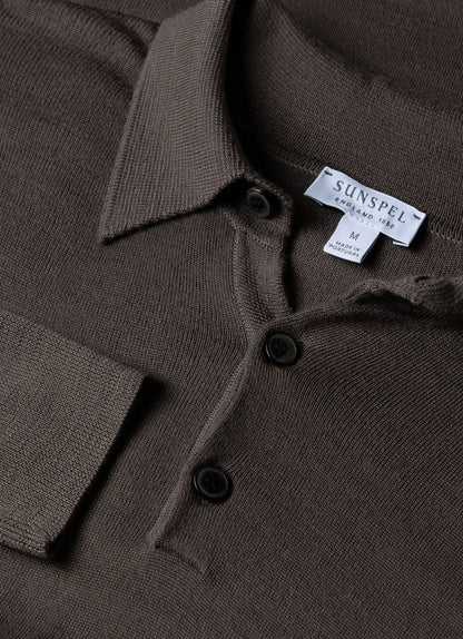Mens Fine Merino Wool Polo Shirt In Cedar Mpol8092 Breh