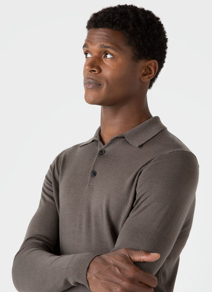 Mens Fine Merino Wool Polo Shirt In Cedar Mpol8092 Breh