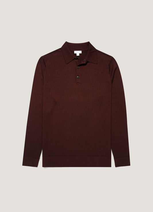 Mens Extra Fine Merino Polo Shirt In Bakelite Mpol8092 Rdel