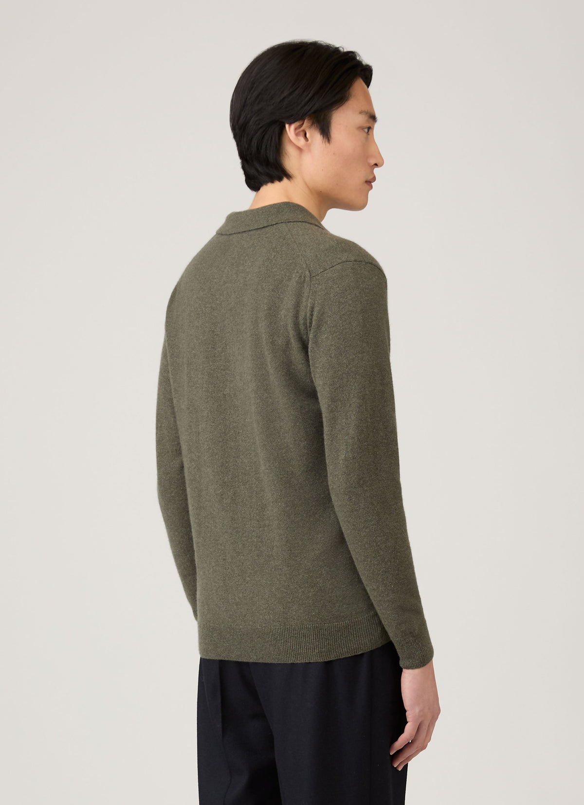 Mens Cashmere Polo Shirt In Khaki Mpol8293 Gngy