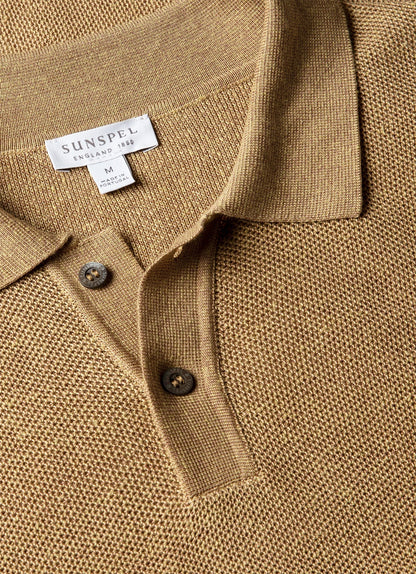 Mens Silk Linen Honeycomb Polo In Hazelwood Mpol8312 Brgt
