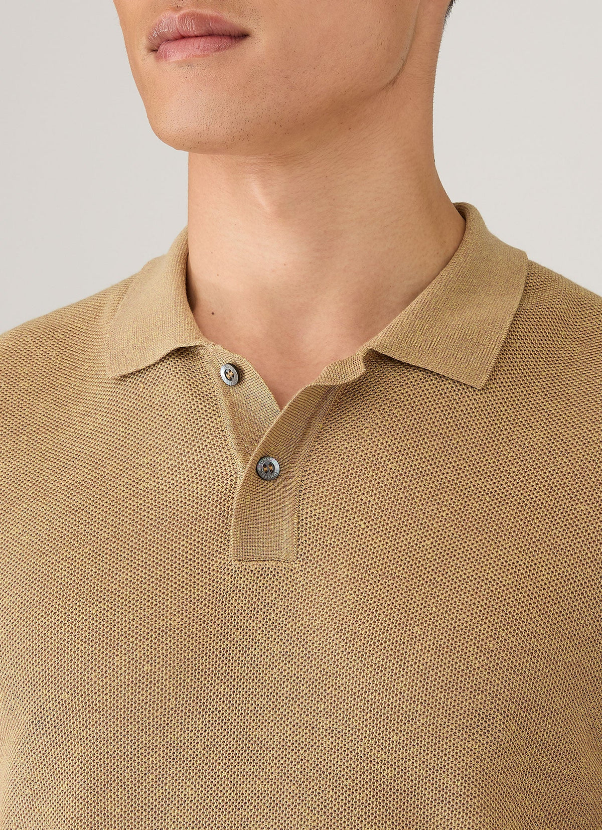 Mens Silk Linen Honeycomb Polo In Hazelwood Mpol8312 Brgt