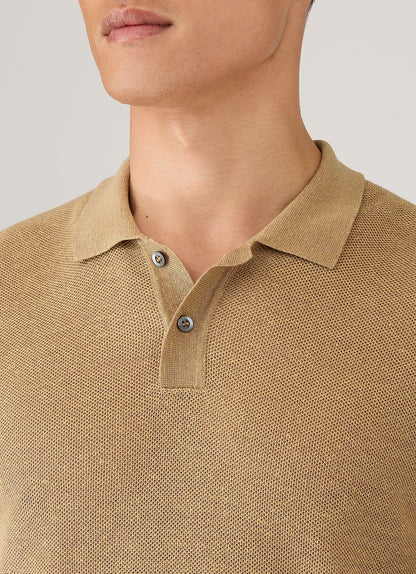 Mens Silk Linen Honeycomb Polo In Hazelwood Mpol8312 Brgt