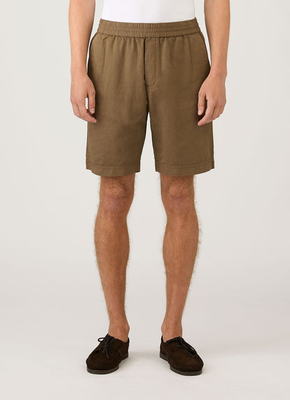 Mens Cotton Linen Drawstring Shorts In Dark Cedar Mshr3519 Brgr
