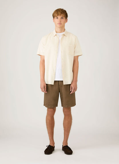 Mens Cotton Linen Drawstring Shorts In Dark Cedar Mshr3519 Brgr