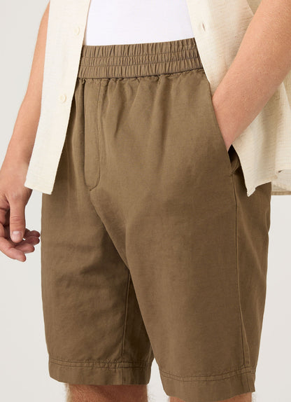 Mens Cotton Linen Drawstring Shorts In Dark Cedar Mshr3519 Brgr