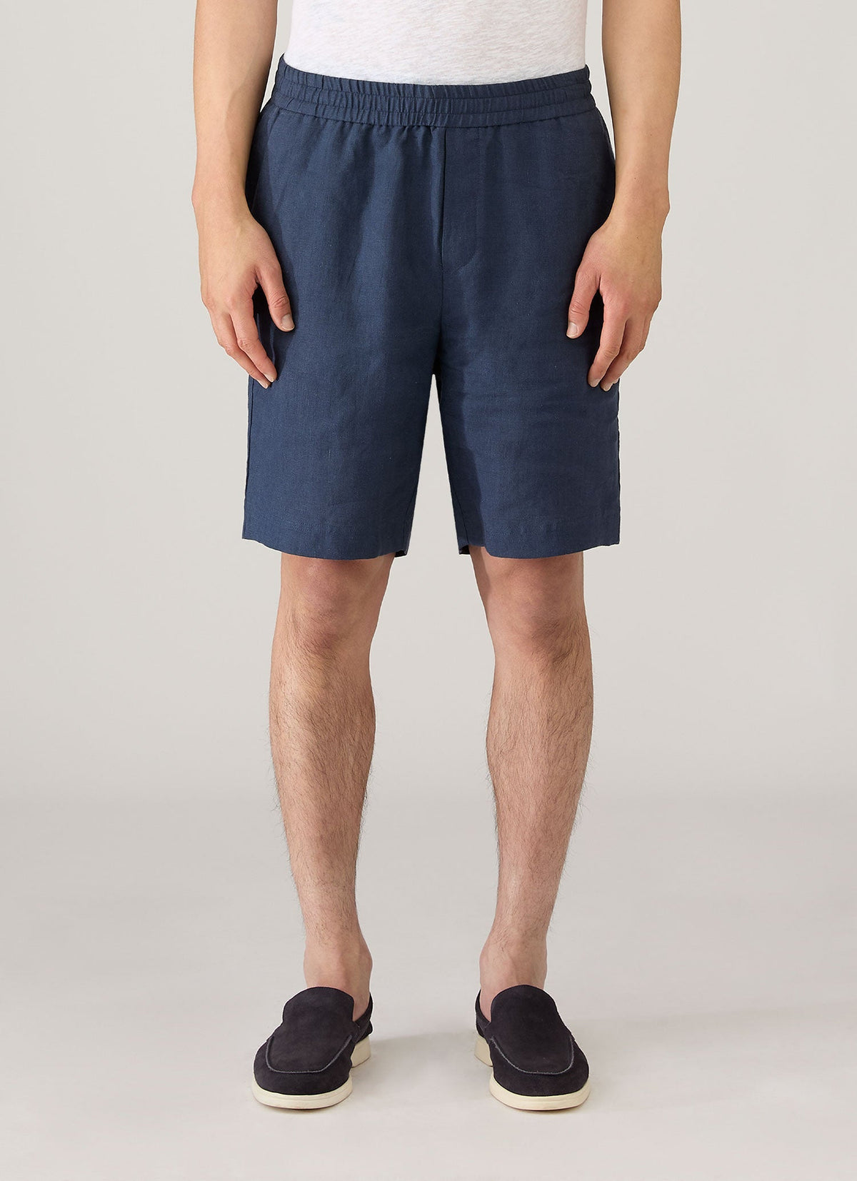 Mens Linen Drawstring Short In Light Navy Mshr3516 Buaf