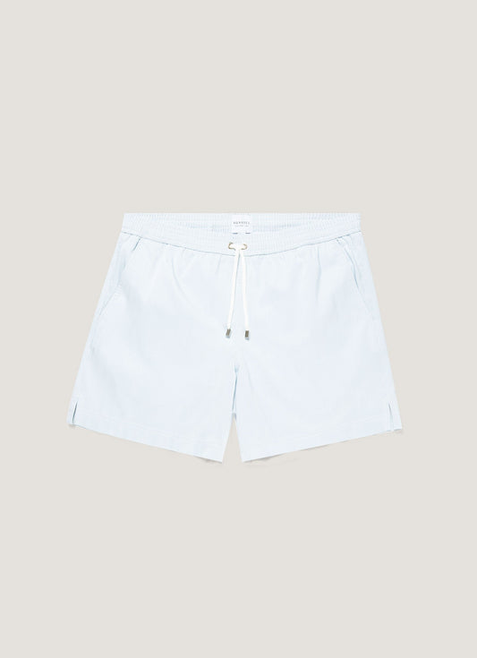 Men's Drawstring Swim Shorts in Sky Blue/White