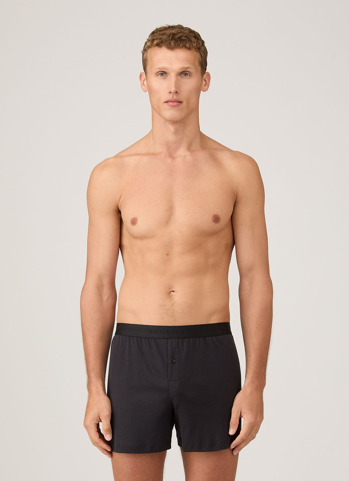 Mens Sea Island Cotton One Button Boxer Short In Black Mshr4419 Bkaa