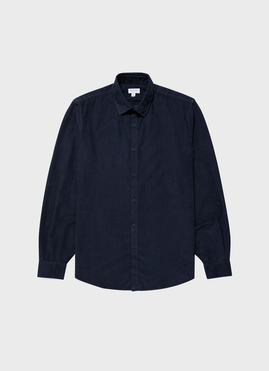 Mens Fine Cord Shirt In Navy Msht2058 Buaa