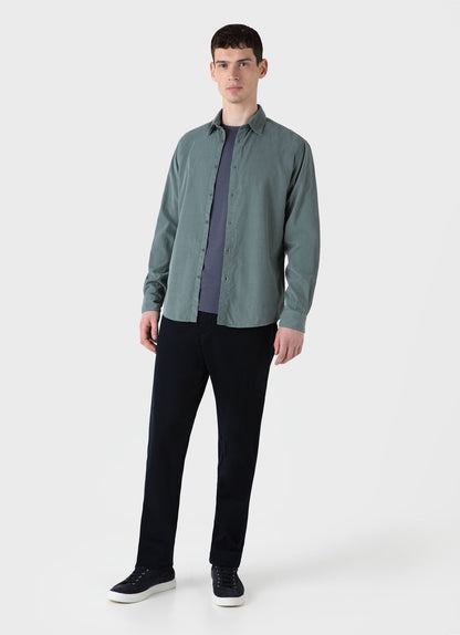 Mens Fine Cord Shirt In Smoke Green Msht2058 Gnhp