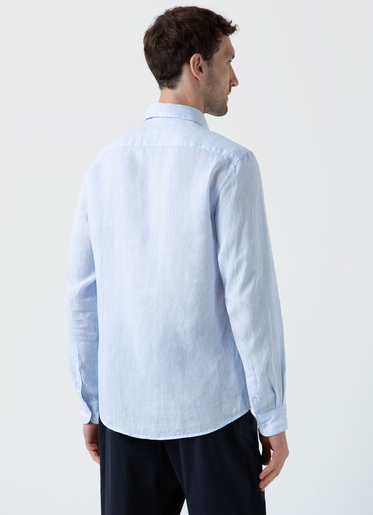 Mens Linen Shirt In Light Blue Msht2106 Buus
