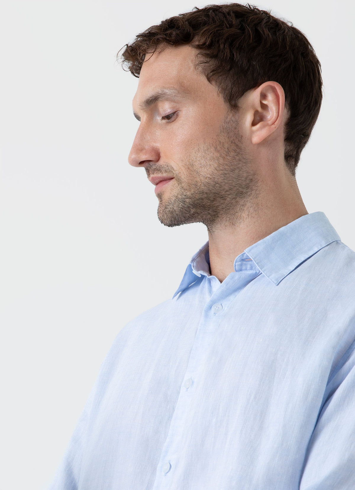 Mens Linen Shirt In Light Blue Msht2106 Buus