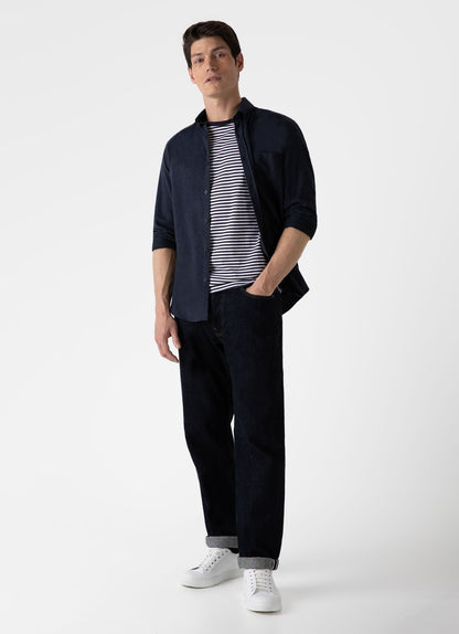 Mens Button Down Flannel Shirt In Navy Melange Msht2063 Buag2