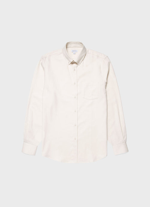Men's Button Down Flannel Shirt in Ecru