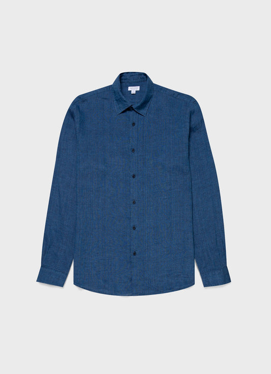 Mens Linen Shirt In Ink Blue Msht2106 Buvo