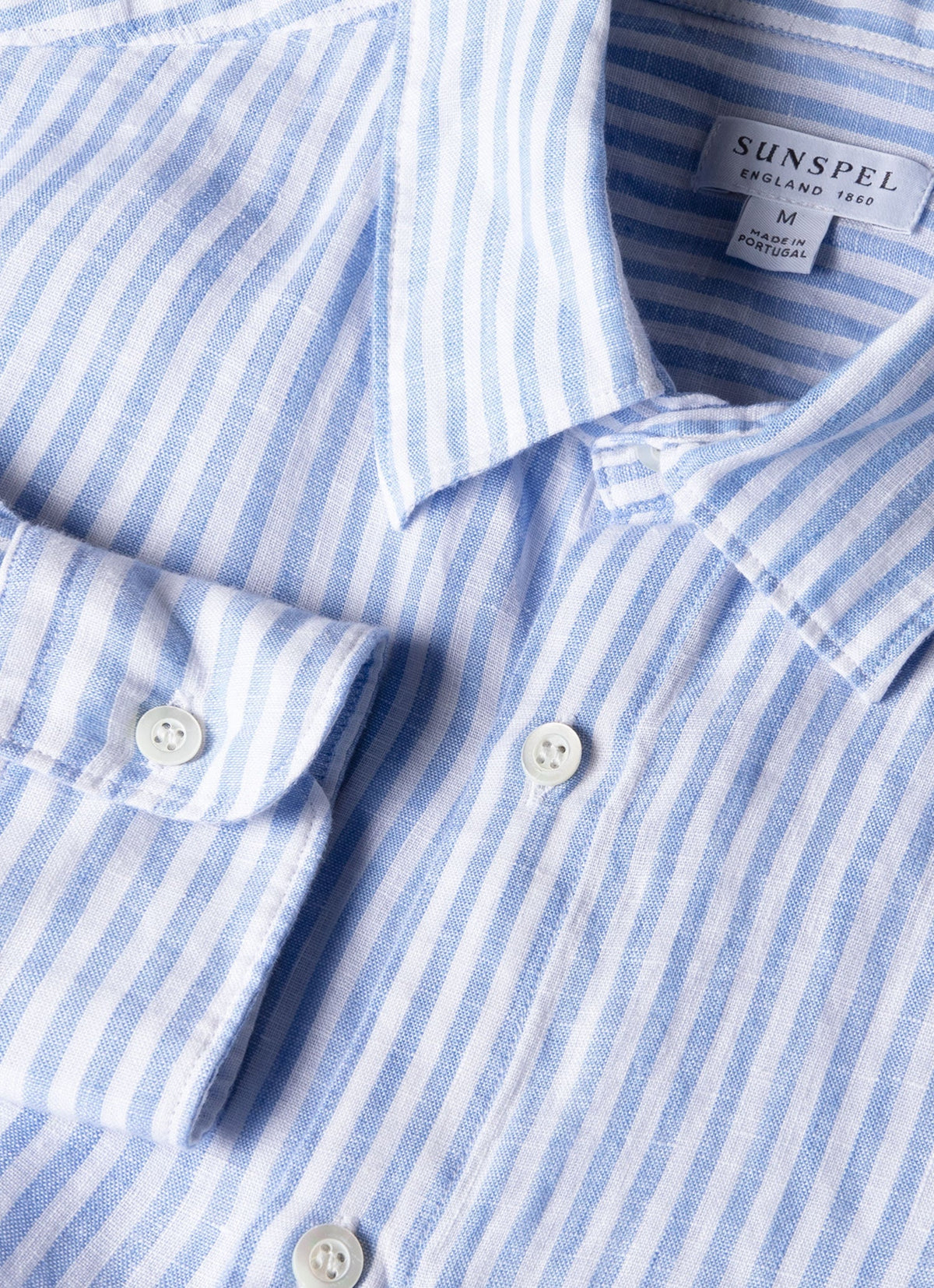 Mens Linen Shirt In Mid Blue White Msht2106 Stmr