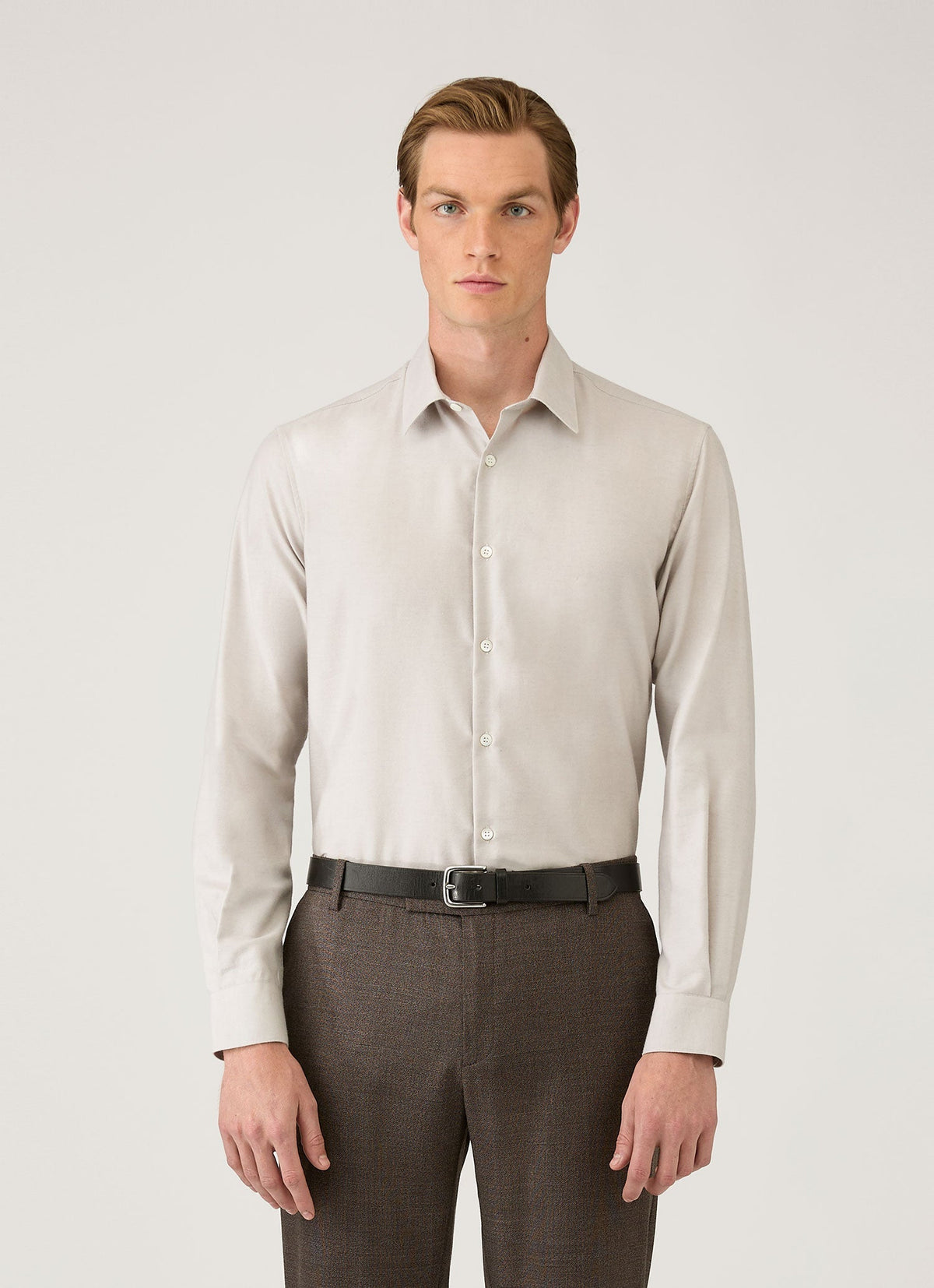 Mens Cotton Cashmere Shirt In Ash Msht2120 Gyfi