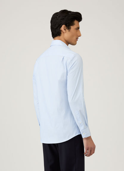 Mens Cotton Stretch Shirt In Light Blue White Msht2124 Stmd