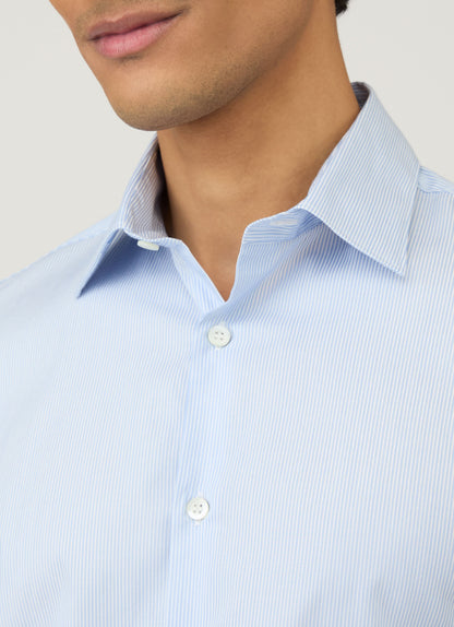 Mens Cotton Stretch Shirt In Light Blue White Msht2124 Stmd