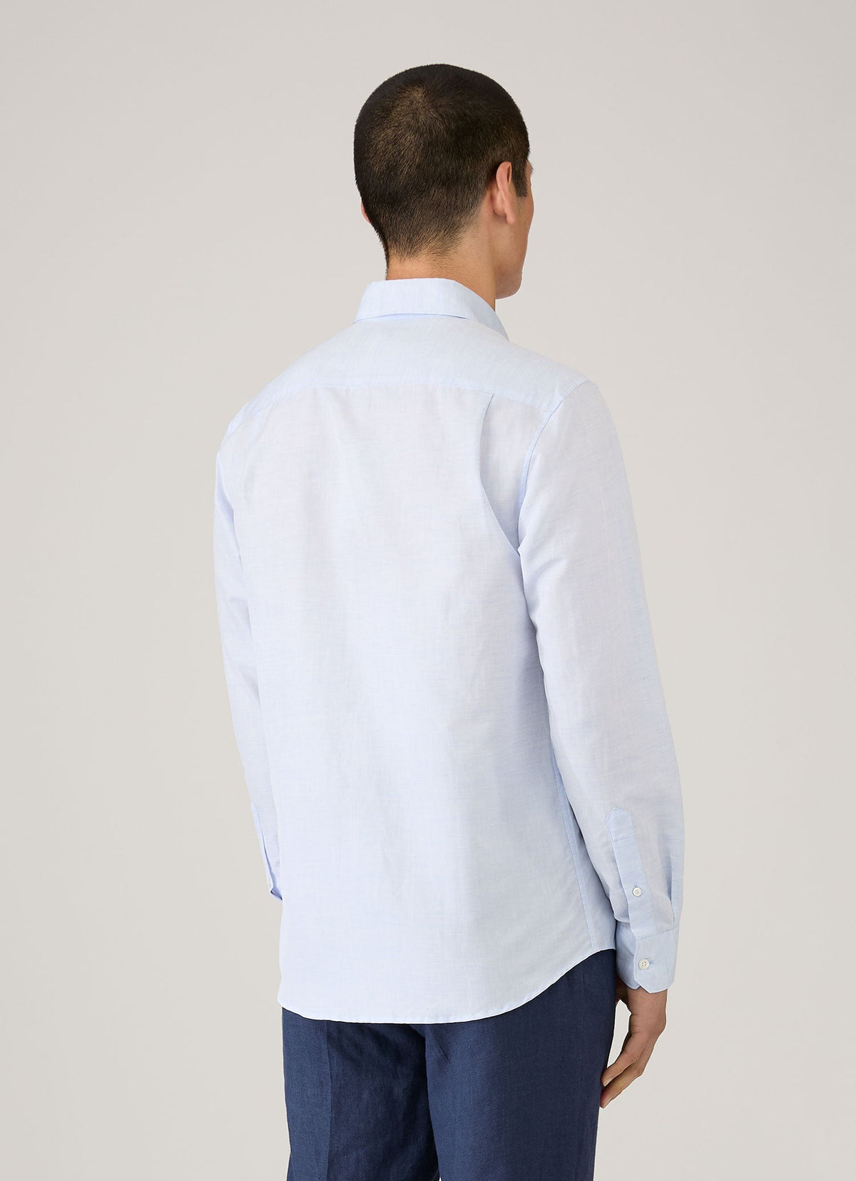 Mens Sea Island Cotton Linen Shirt In Light Blue Msht2125 Buud