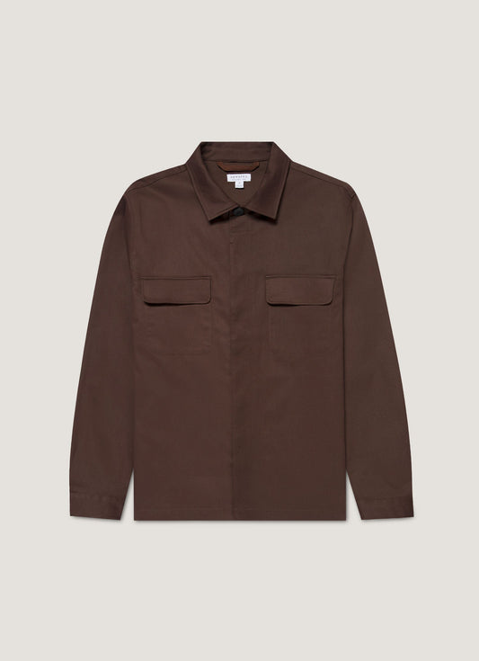 Mens Cotton Cashmere Overshirt In Truffle Msht2129 Brgd