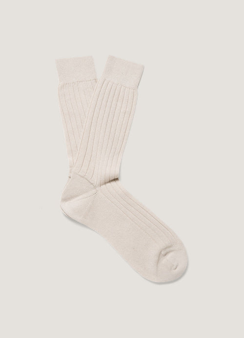 Mens Cashmere Ribbed Socks In Natural Msoc9050